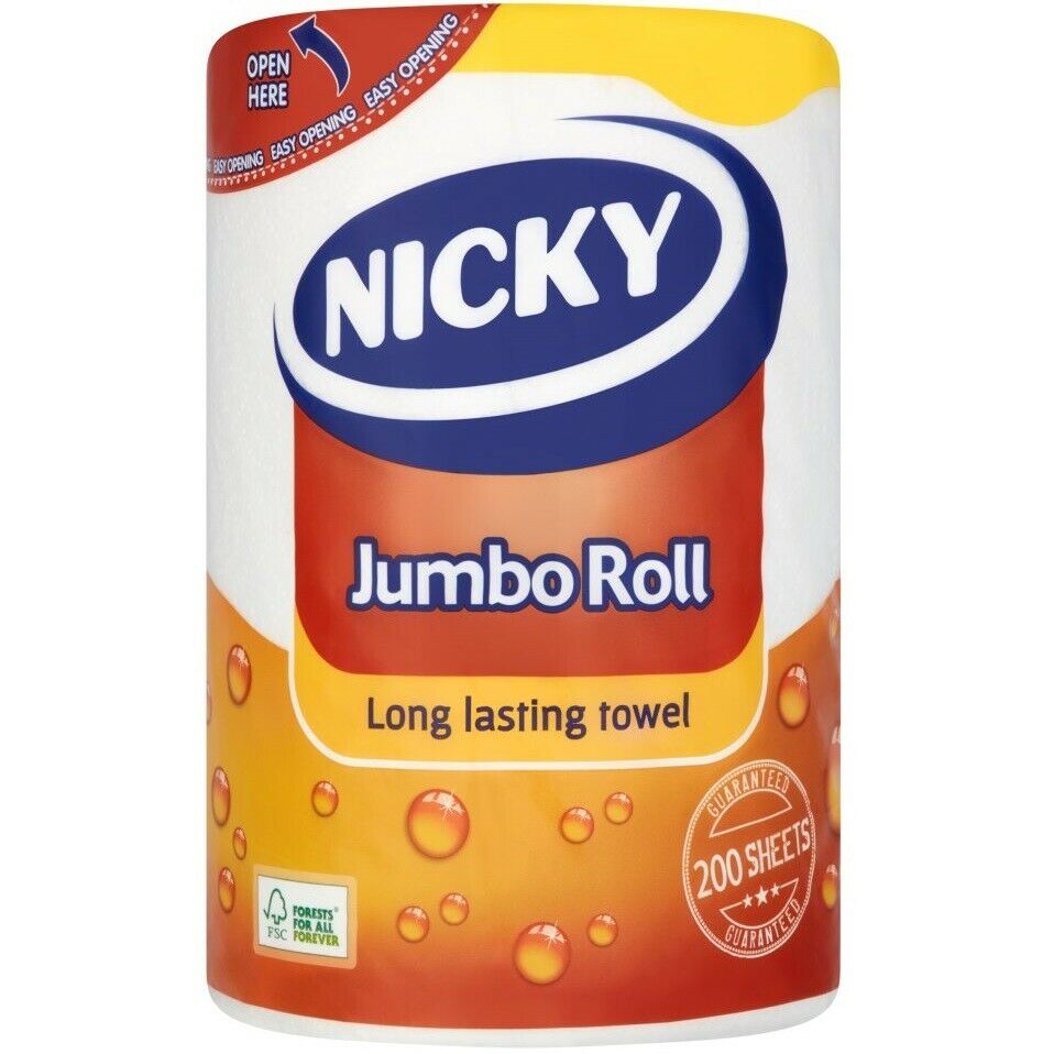 * Nicky JUMBO Kitchen Roll  2ply (1x12) White