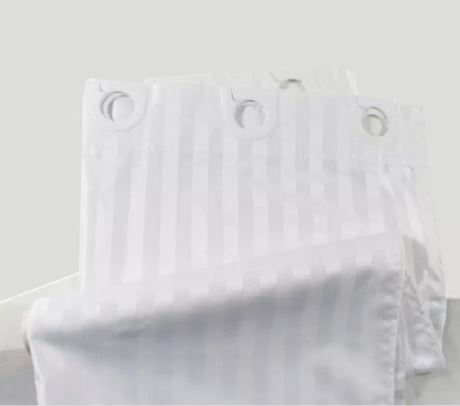 Satin Stripe Shower Curtain White inc Rings