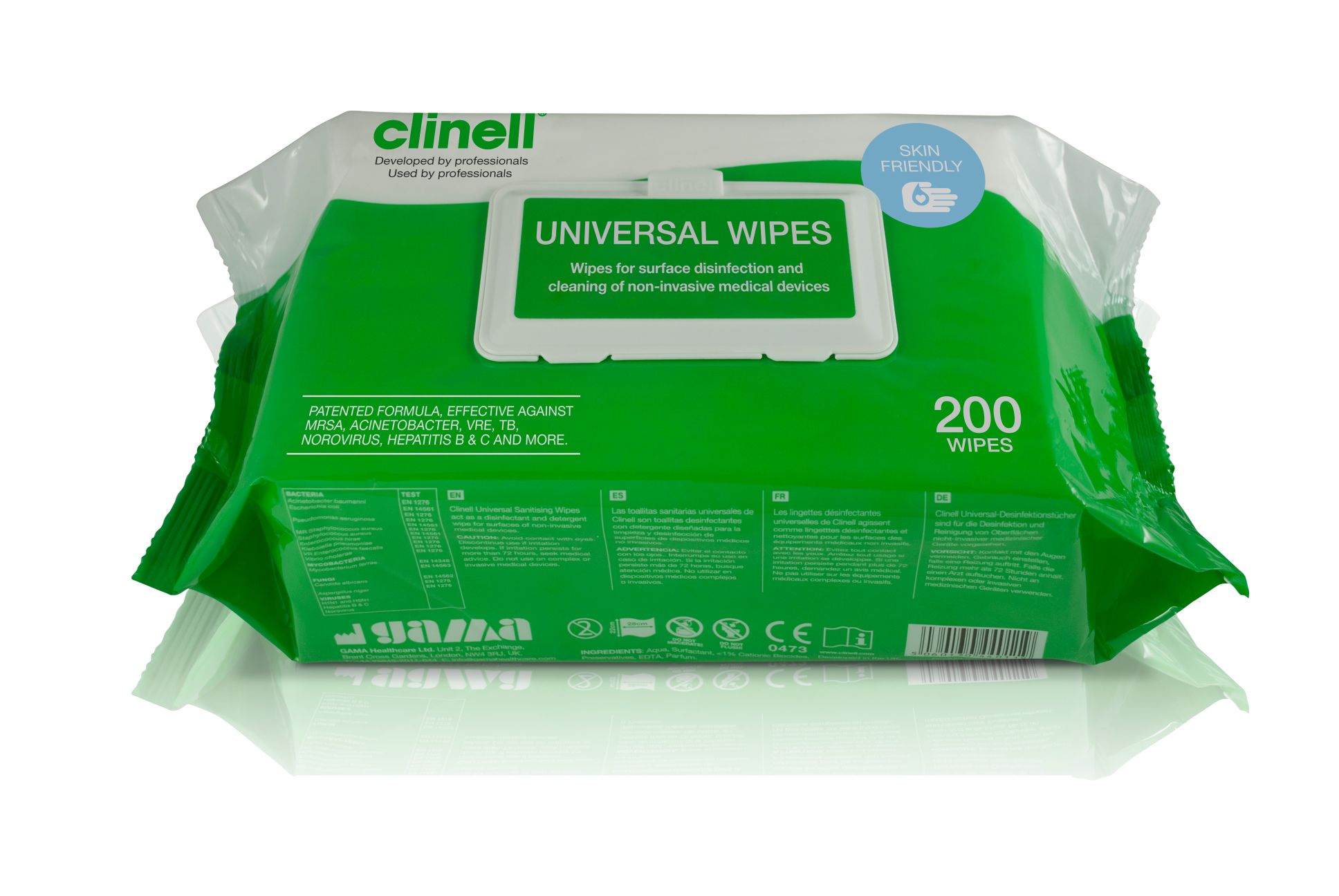 ^ Clinell Universal Sanitiser Wipes 200 Pack